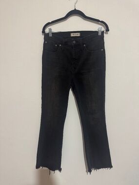 Madewell Cali Demi-Boot Jeans Size 29 Washed Black Chewed Raw Hem Ankle